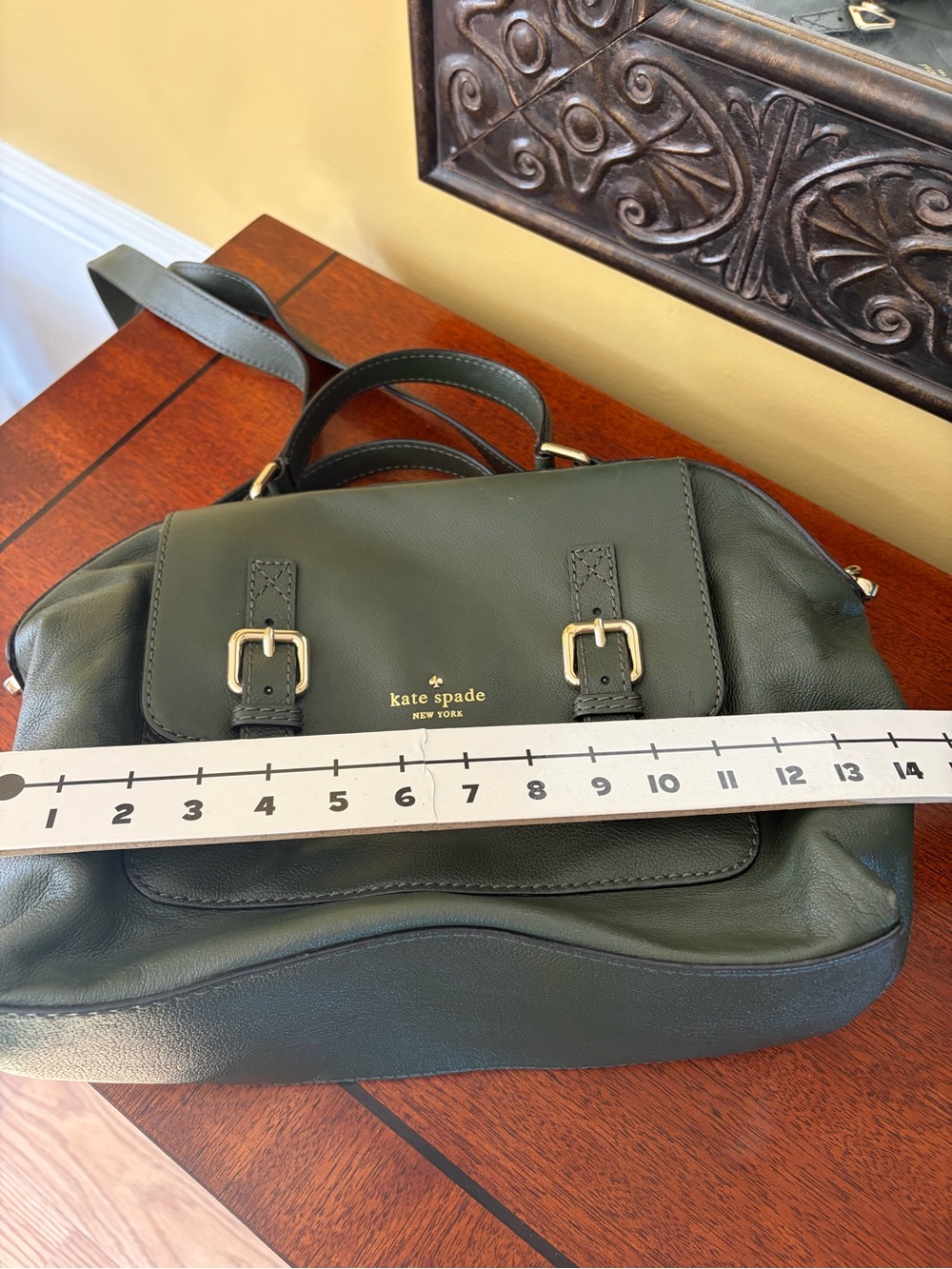Kate Spade Southport Avenue Green Leather Satchel Crossbody - Picture 8 of 11